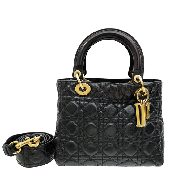 Christian Dior Black Lady Dior Souple Medium Bag