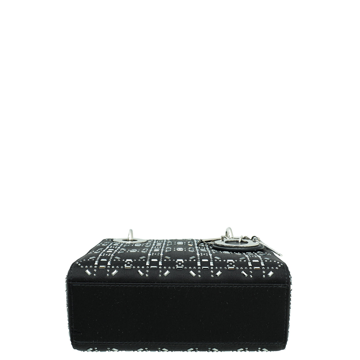 Christian Dior Black Satin Lady Dior Strass Cannage Mini Bag