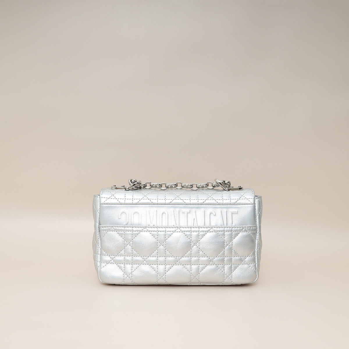 Christian Dior Metallic Silver Small Dior Caro Bag