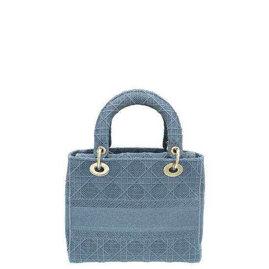 Christian Dior Blue Cannage Embroidered Lady D-Lite Medium Bag