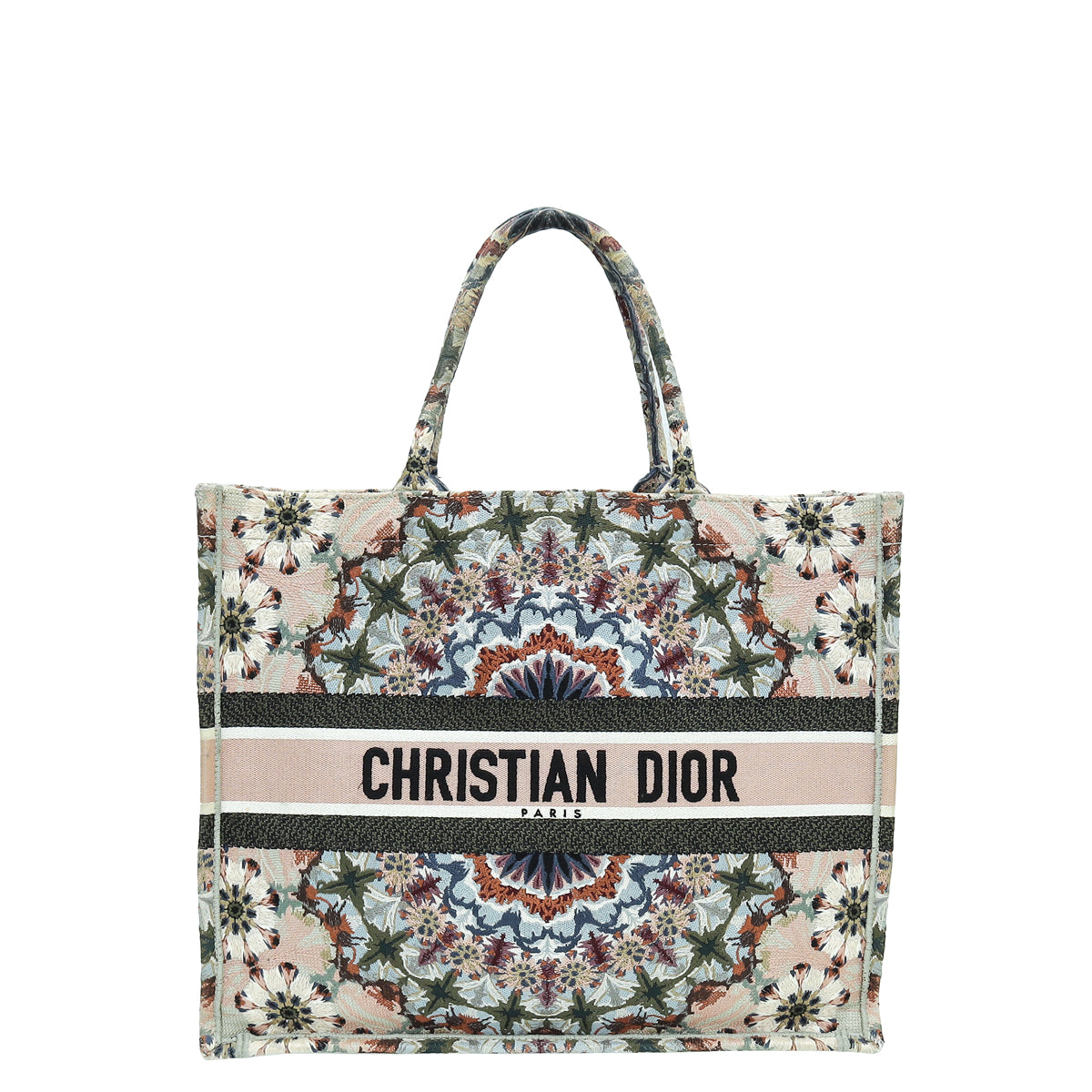 Christian Dior Pink Multicolor Book Tote KaleiDiorscopic Embroidered Large Bag-Christian Dior-THE CLOSET