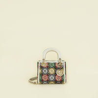 Christian Dior Off White Beaded Cannage Chain Mini Lady Dior Bag