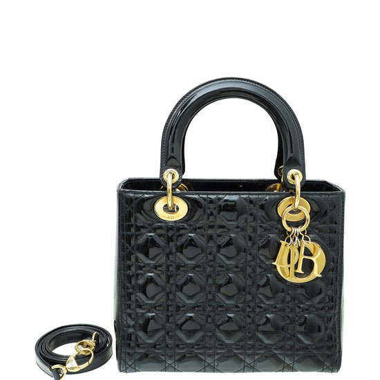 Christian Dior Black Lady Dior Medium Bag