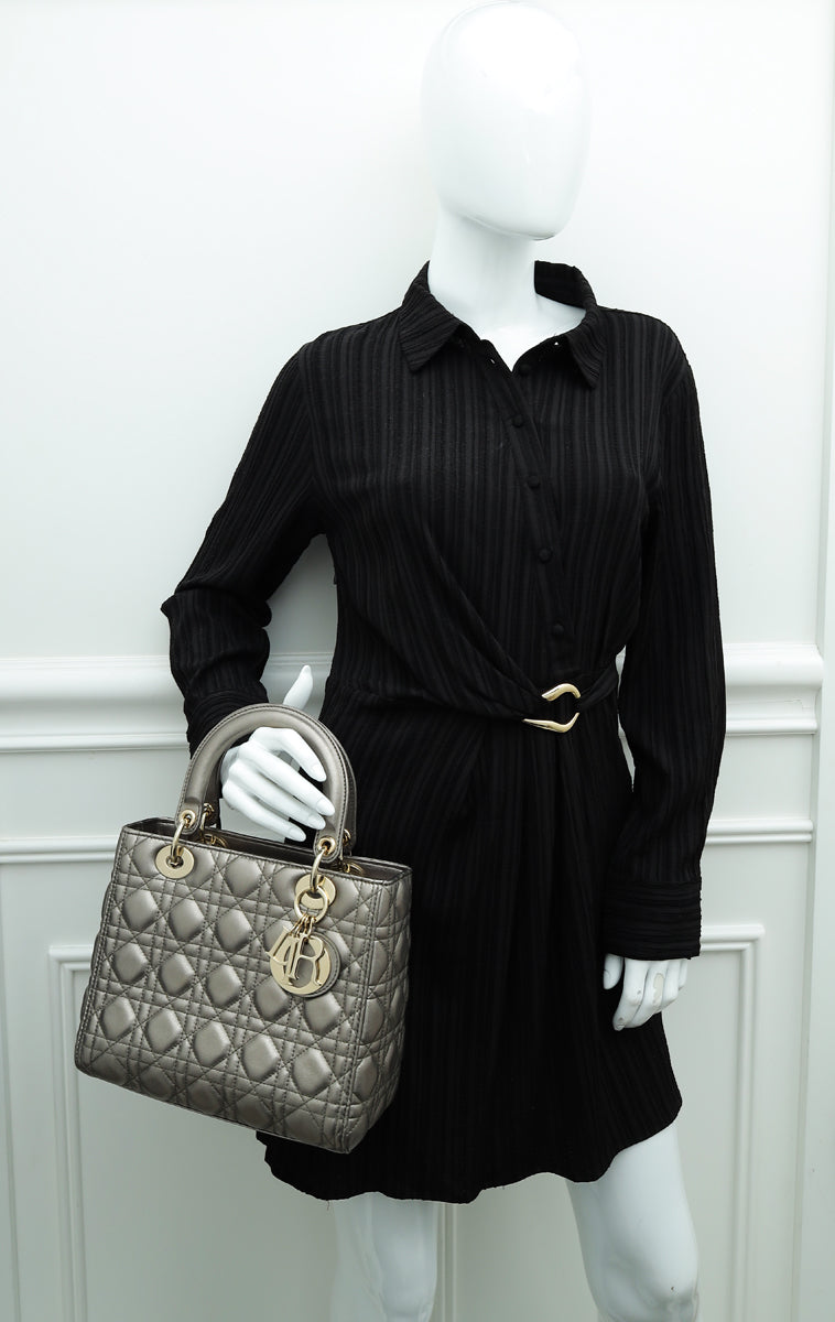 Lady dior medium Grey Tweed ref.315843 - Joli Closet