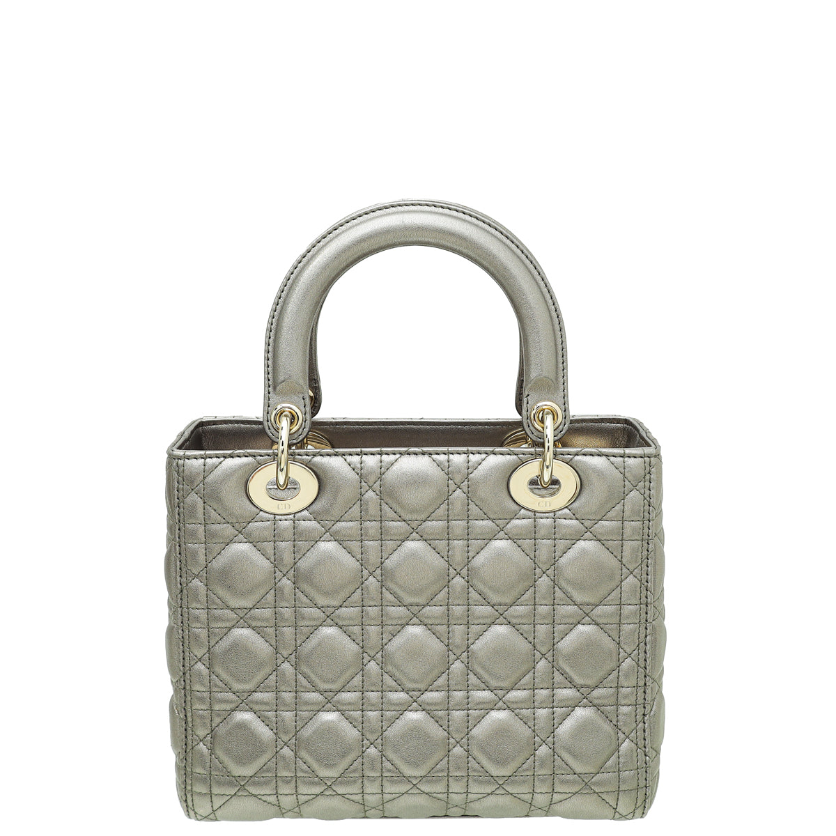 Christian Dior Metallic Grey Lady Dior Medium Bag-Christian Dior-THE CLOSET