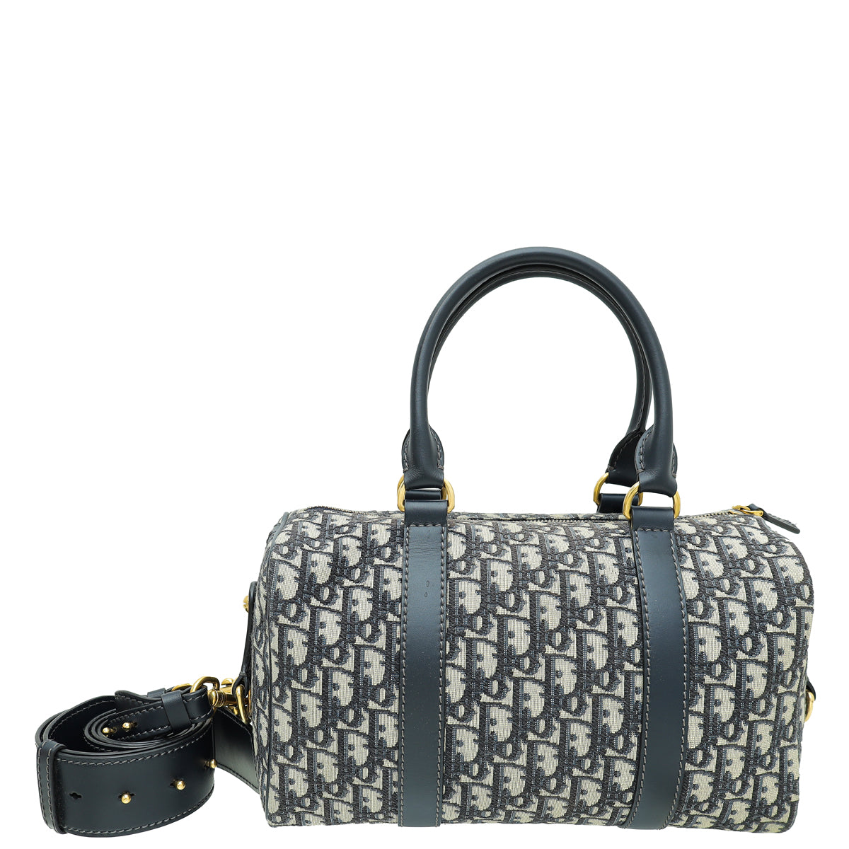 Christian Dior Navy Blue Oblique Jacquard Boston Bag-Christian Dior-THE CLOSET