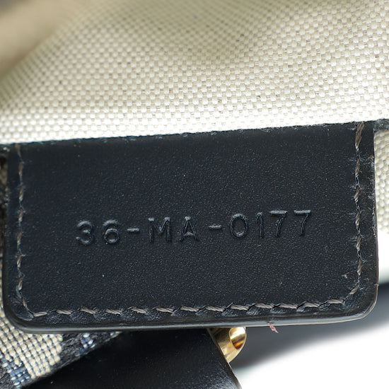 Christian Dior Navy Blue Oblique Jacquard Boston Bag