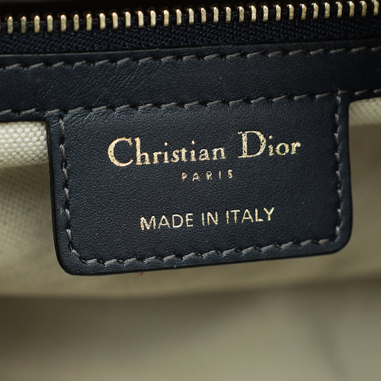 Christian Dior Navy Blue Oblique Jacquard Boston Bag