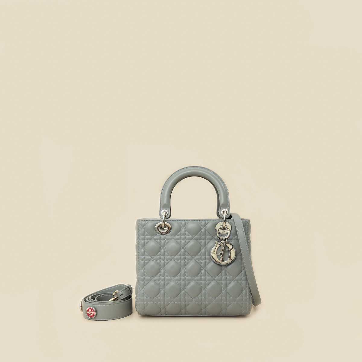 Christian Dior Gray Lady Dior Medium Bag-Christian Dior-THE CLOSET