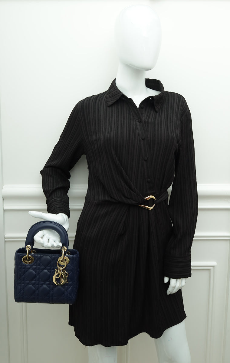 Christian Dior Navy Blue Lady Dior Mini Chain Bag THE CLOSET Christian Dior Navy Blue Lady Dior Mini Chain Bag THE CLOSET