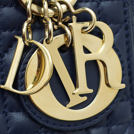 Christian Dior Navy Blue Lady Dior Mini Chain Bag