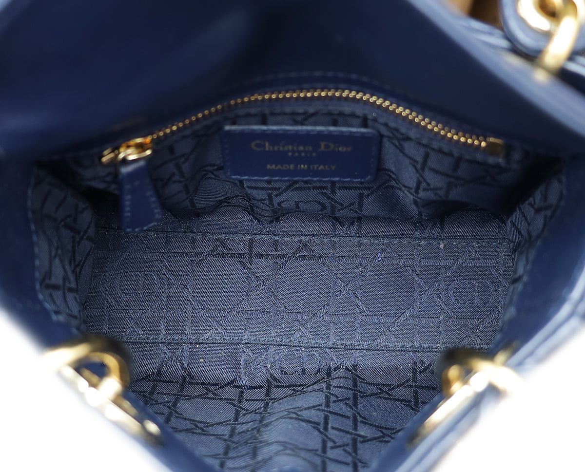 【値下可】Lady Dior バッグ　ミニ　ネイビーChristian Dior Christian Dior Navy Blue Lady Dior Mini Chain Bag – THE CLOSET
