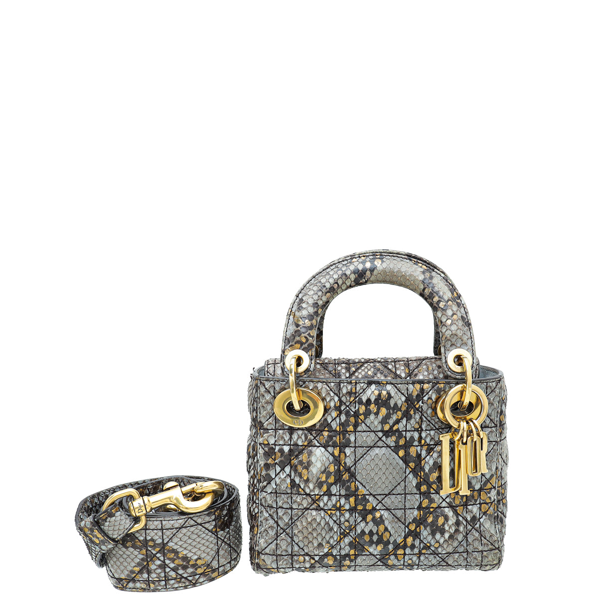 Christian Dior Bicolor Python Cannage Supple Lady Dior Mini Bag-Christian Dior-THE CLOSET