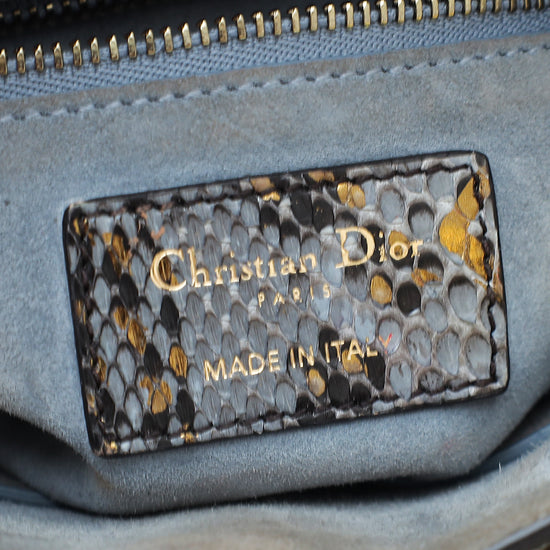 Christian Dior Bicolor Python Cannage Supple Lady Dior Mini Bag