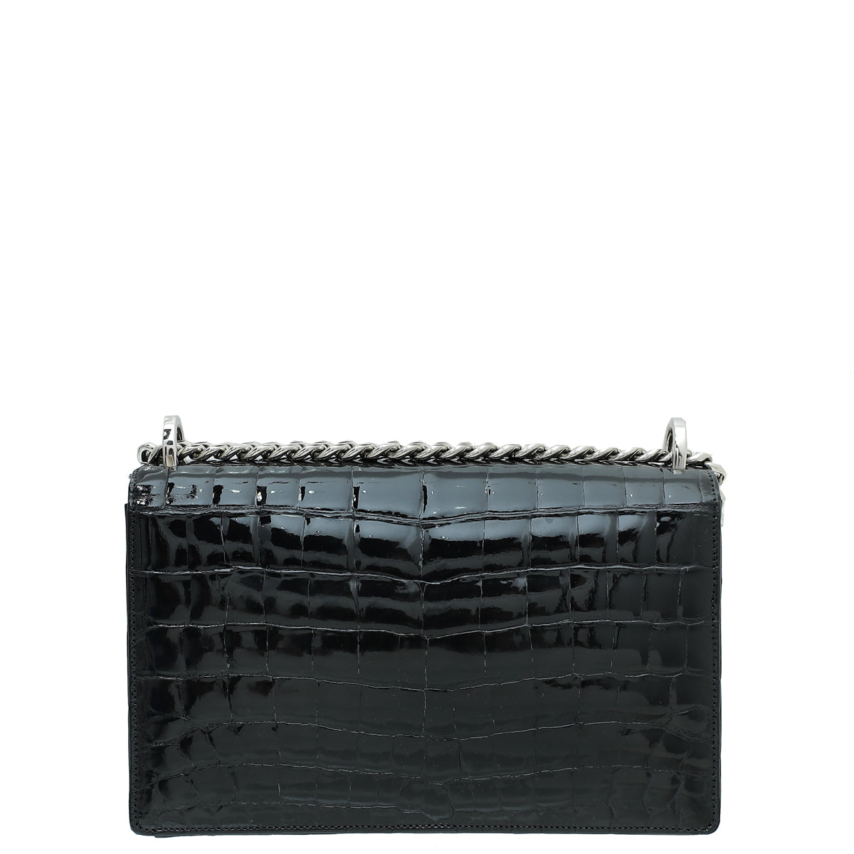 Christian Dior Black Shiny Crocodile Diorama Flap Medium Bag