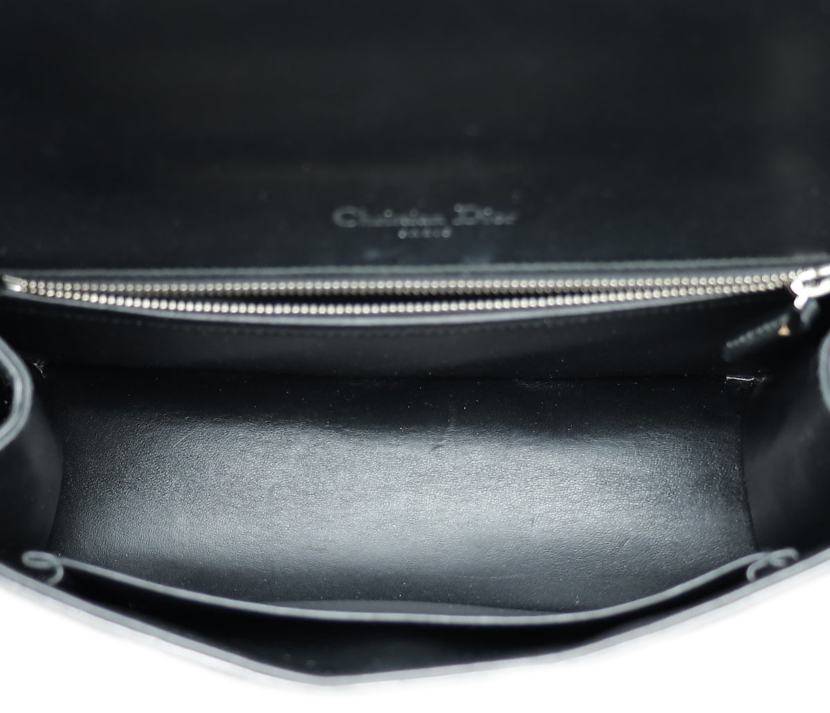 Christian Dior Black Shiny Crocodile Diorama Flap Medium Bag
