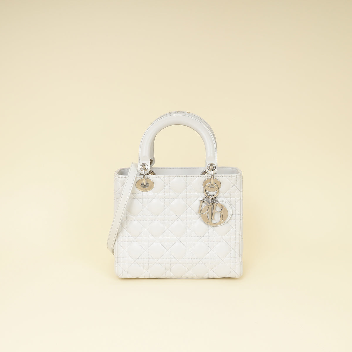 Christian Dior Ghost White Lady Dior Medium Bag-Christian Dior-THE CLOSET