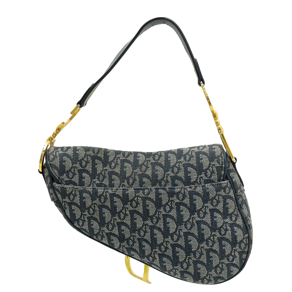Christian Dior Navy Blue Oblique Saddle Medium Bag-Christian Dior-THE CLOSET