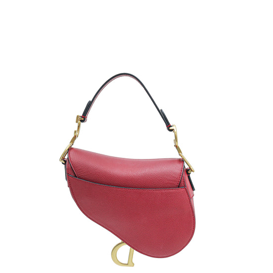 Dior saddle bag online red leather