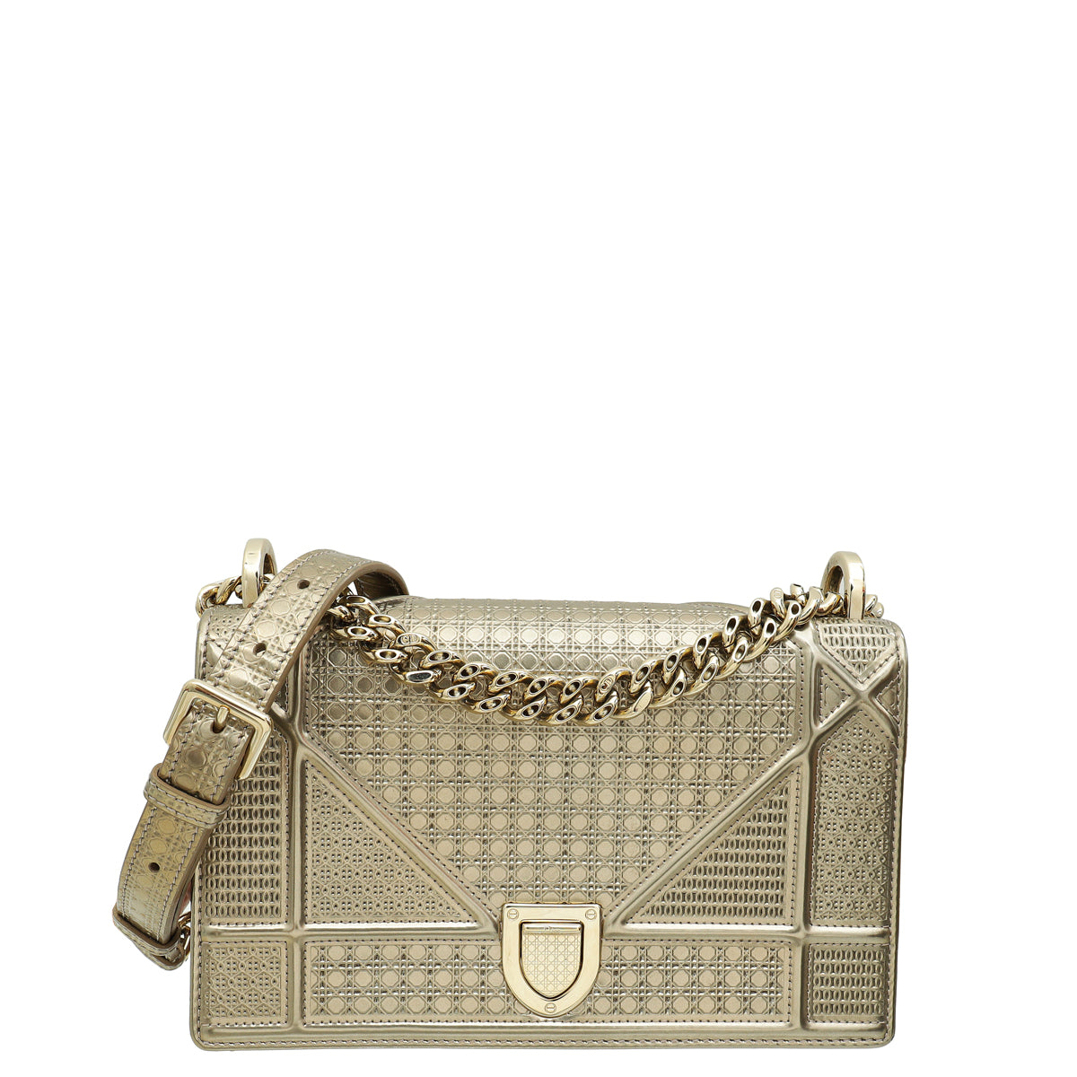 Christian Dior Metallic Champaign Micro Cannage Diorama Small Shoulder Bag-Christian Dior-THE CLOSET