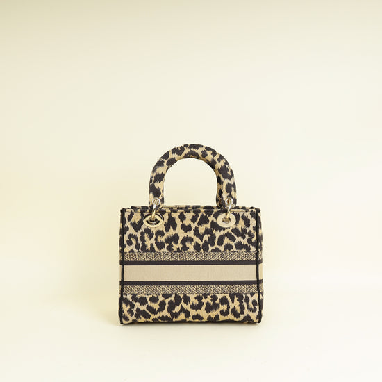 Christian Dior Bicolor Lady D-Lite Mizza Embroidered Medium Bag