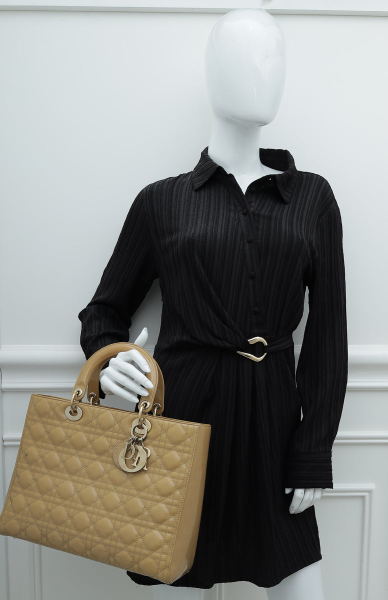 Christian Dior Beige Lady Dior Large Bag – The Closet