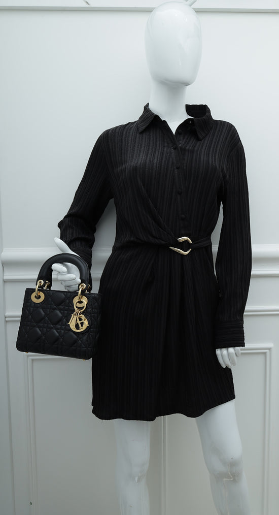 Christian Dior Black Lady Dior Mini Strap Bag