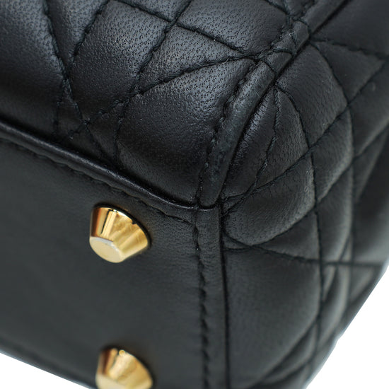 Christian Dior Black Lady Dior Mini Strap Bag