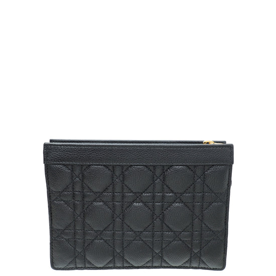 Christian Dior Black Caro Zipped Pouch With Chain