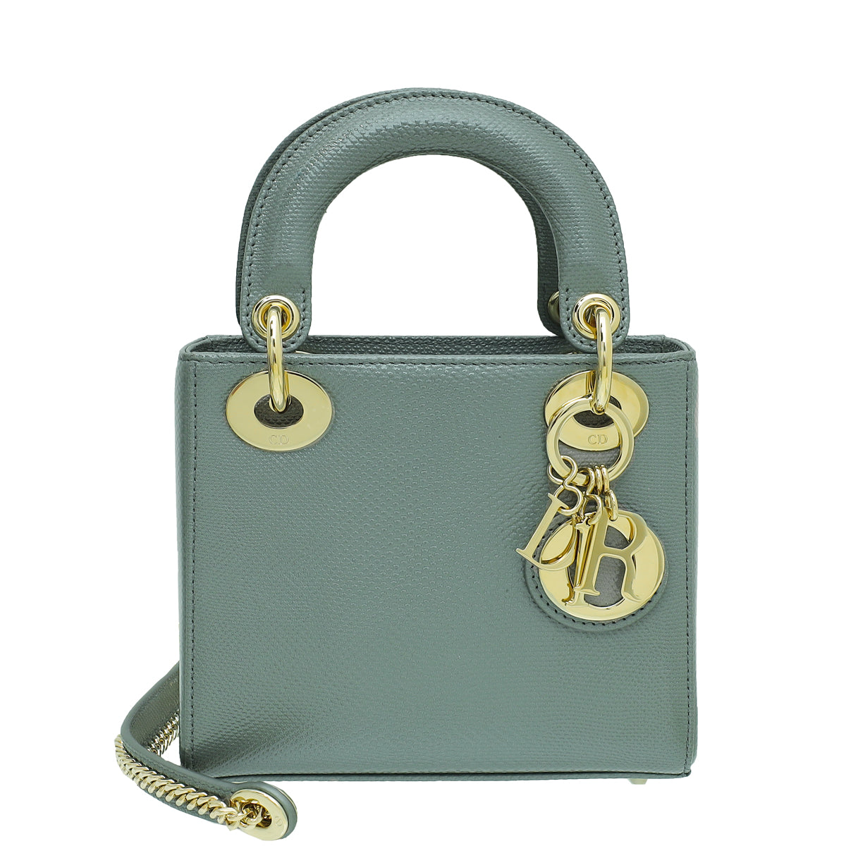 Christian Dior Metallic Grey Karung Chain Mini Lady Dior Bag-Christian Dior-THE CLOSET