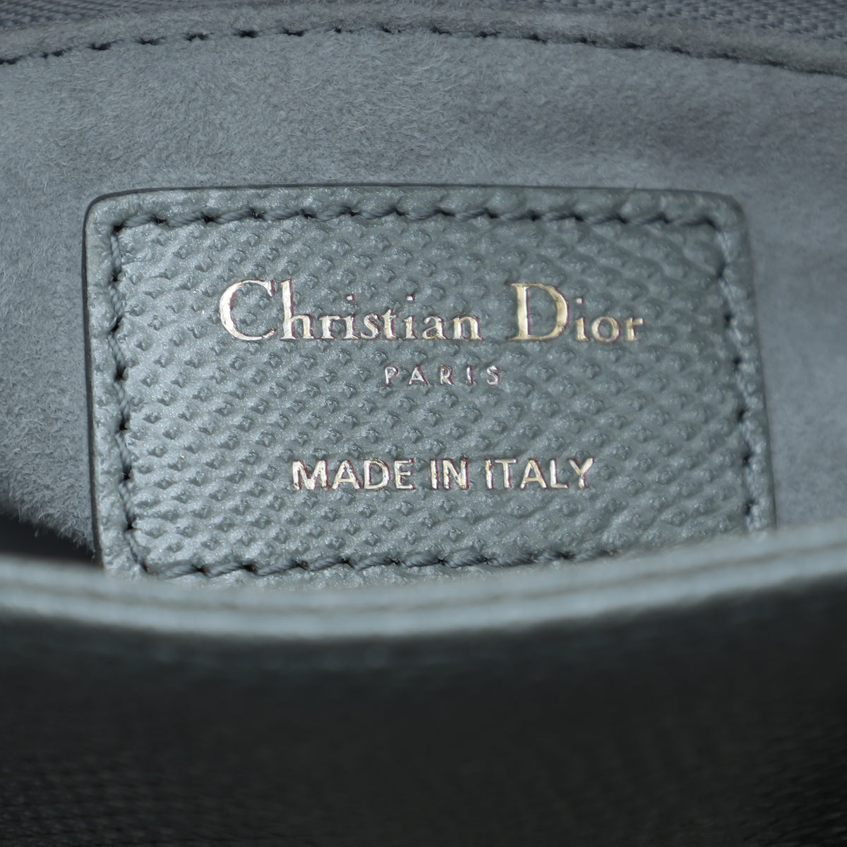 Christian Dior Metallic Grey Karung Chain Mini Lady Dior Bag