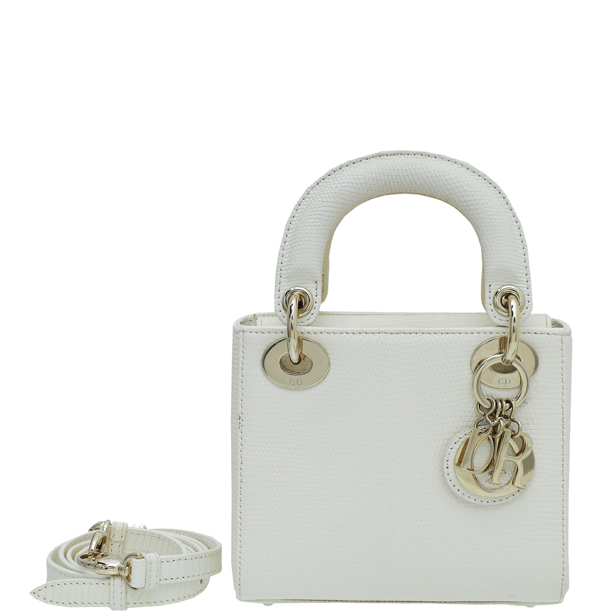 Christian Dior White Lizard Lady Dior Mini Bag-Christian Dior-THE CLOSET
