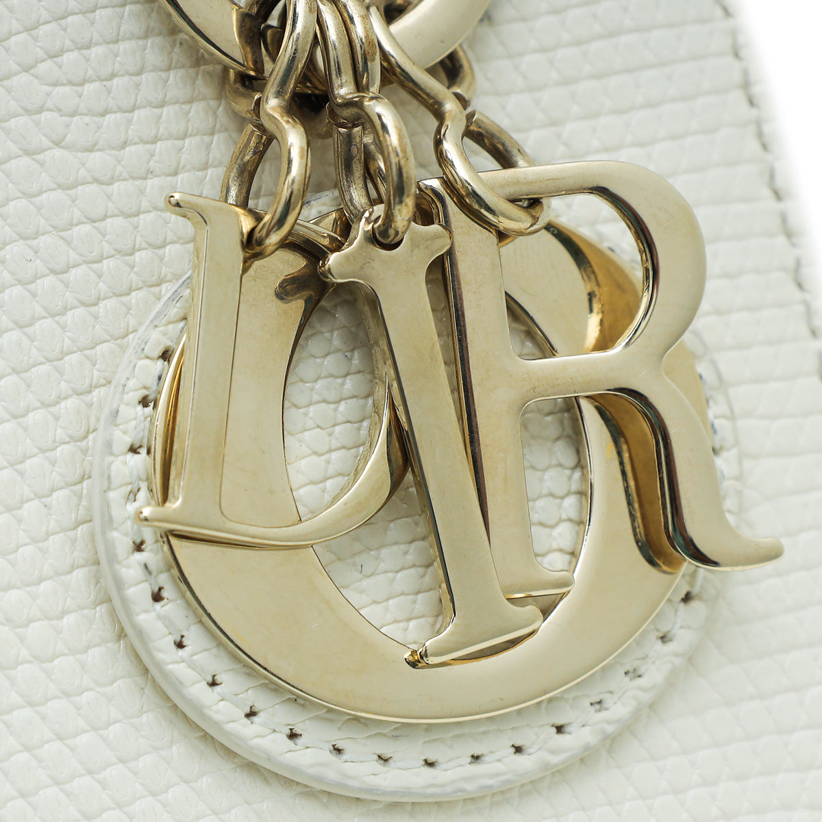 Christian Dior White Lizard Lady Dior Mini Bag