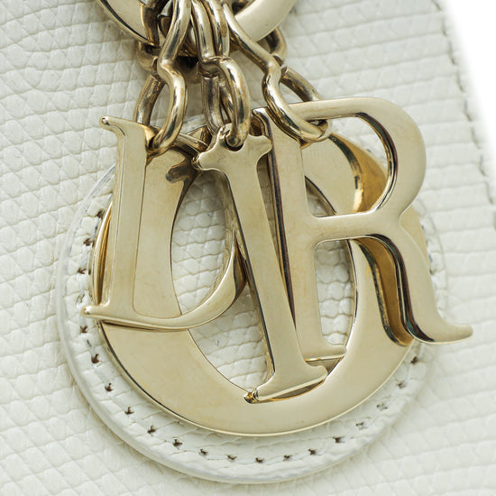 Christian Dior White Lizard Lady Dior Mini Bag