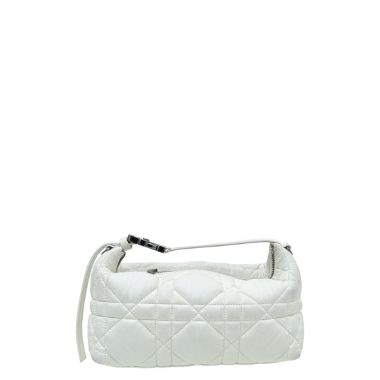 Christian Dior White Travel Macrocannage Nomad Pouch