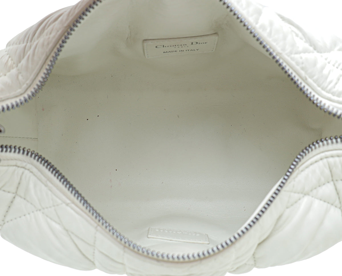 Christian Dior White Travel Macrocannage Nomad Pouch