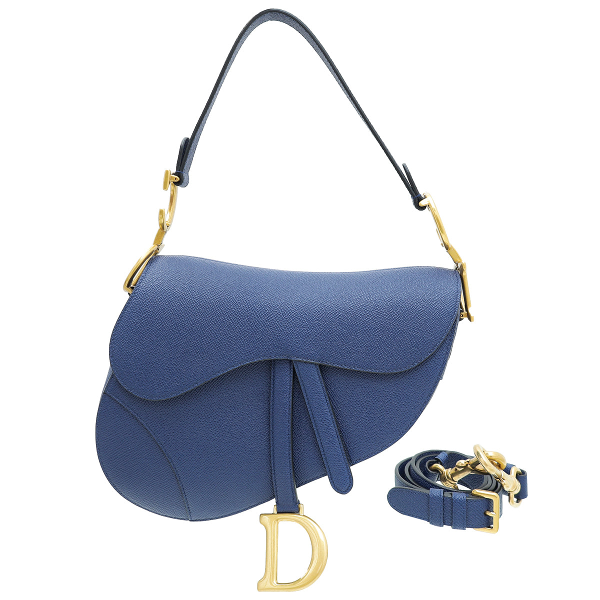 Christian Dior Royal Blue Medium Saddle Bag-Christian Dior-THE CLOSET