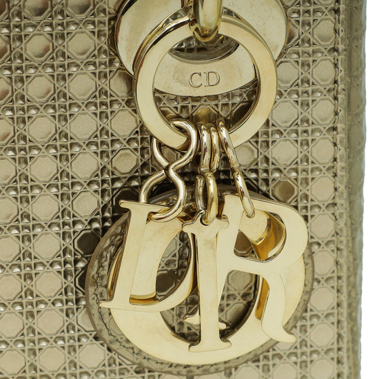 Christian Dior Champaign Lady Dior Micro Cannage Mini Chain Bag