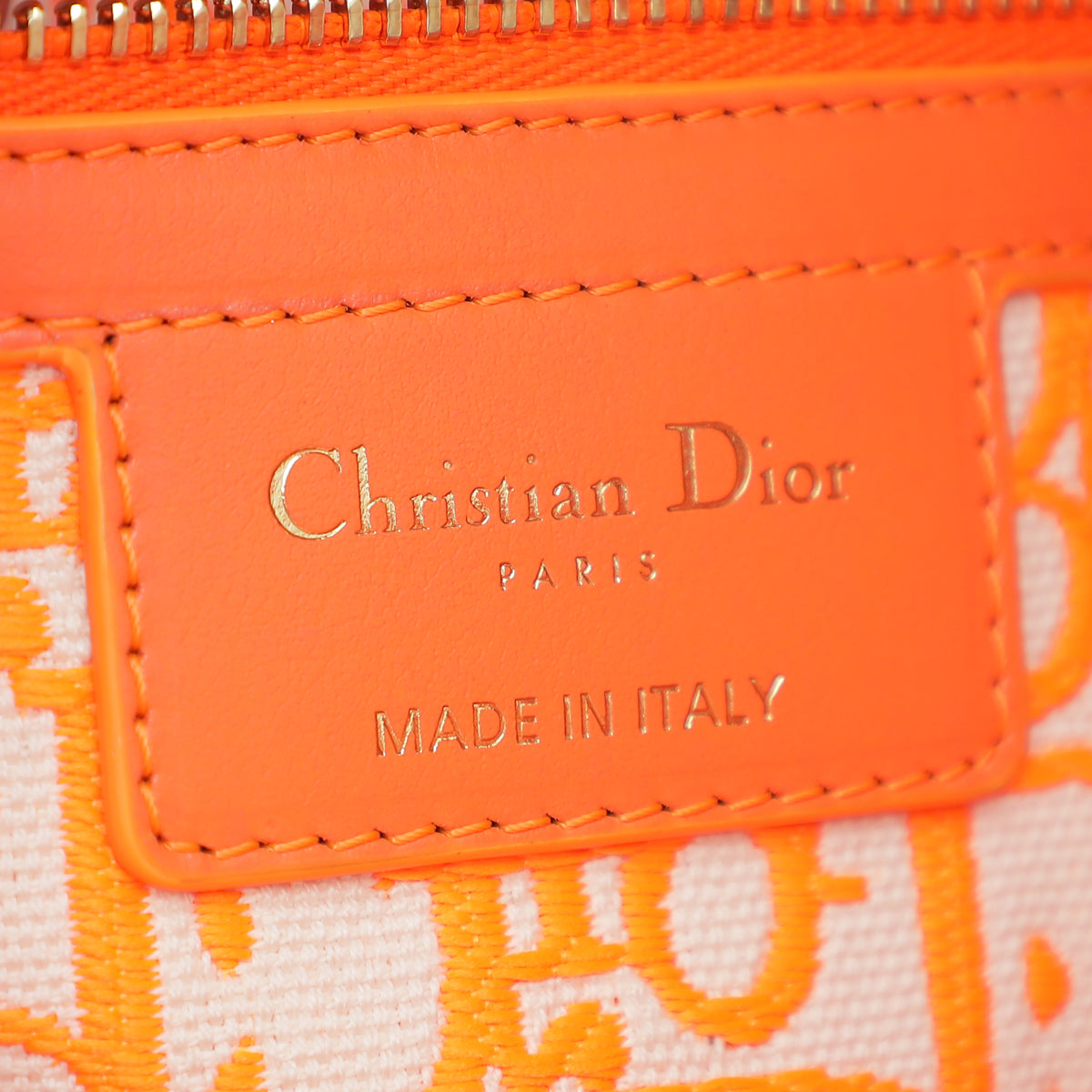 Christian Dior Orange Lady Dior Natural Wicker Medium Bag