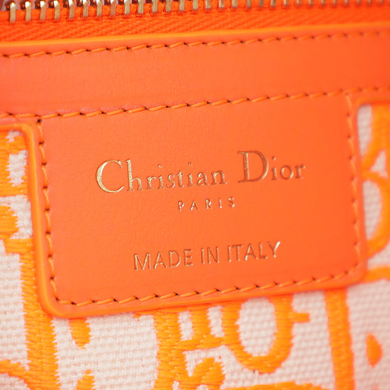 Christian Dior Orange Lady Dior Natural Wicker Medium Bag