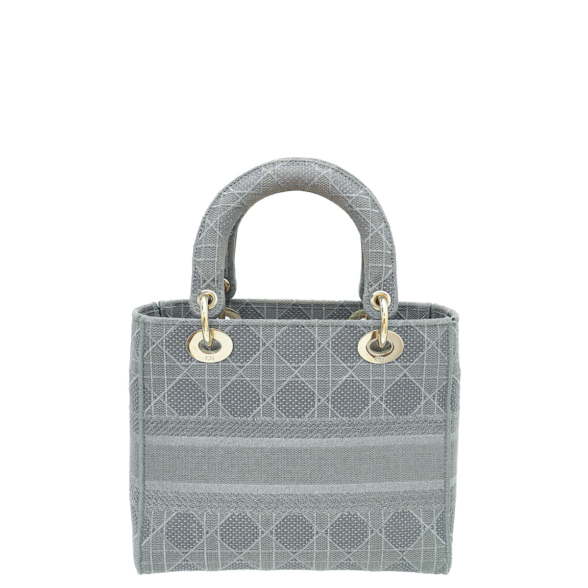 Christian Dior Metallic Grey Lady D-lite Cannage Embroidery Medium Bag-Christian Dior-THE CLOSET