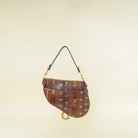 Christian Dior Multicolor Saddle Python Medium Bag