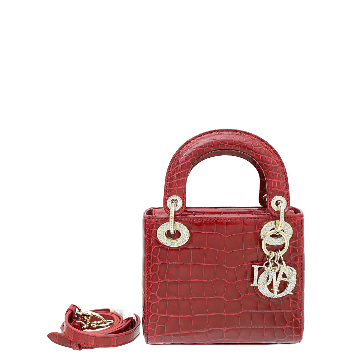 Christian Dior Red Alligator Crystal Lady Dior Mini Bag-Christian Dior-THE CLOSET