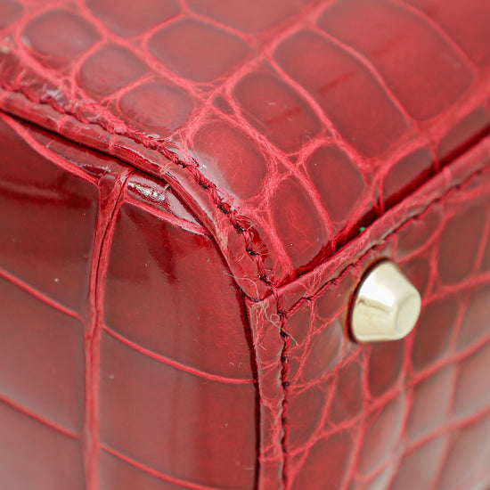 Women's red croc-embossed leather Medium 1440 tote bag