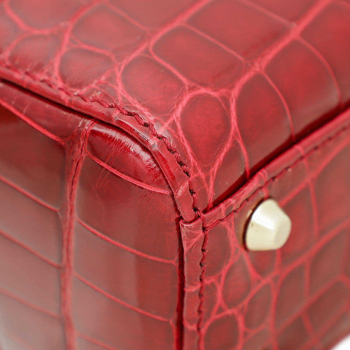 Christian Dior Red Alligator Crystal Lady Dior Mini Bag