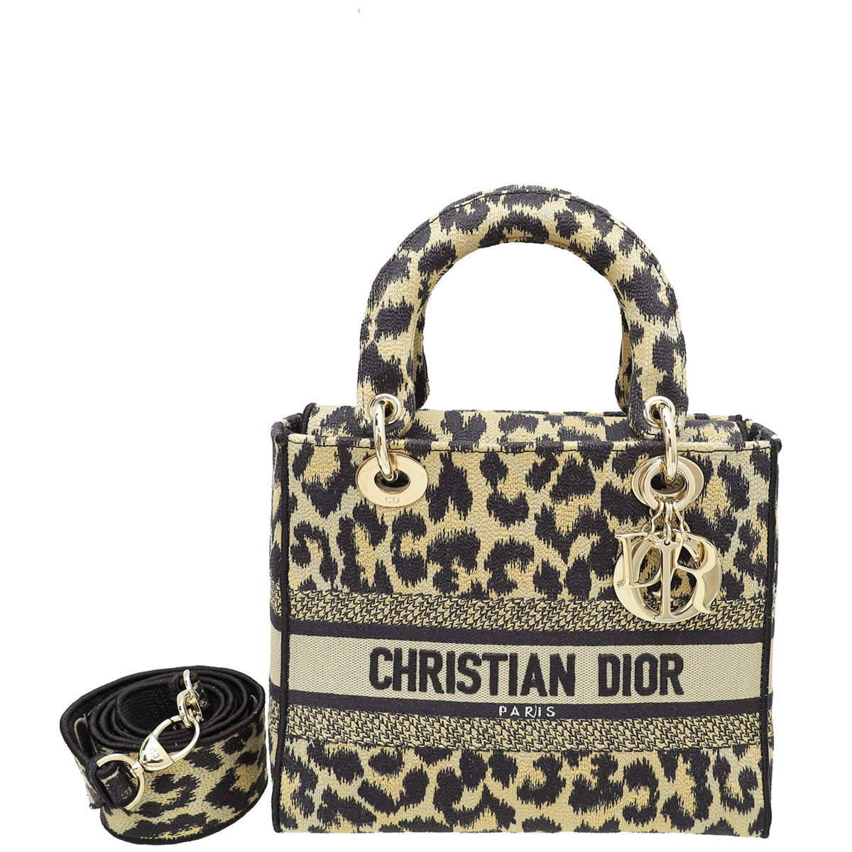 Christian Dior Beige Multicolor Mizza Embroidery Lady D-Lite Medium Bag-Christian Dior-THE CLOSET