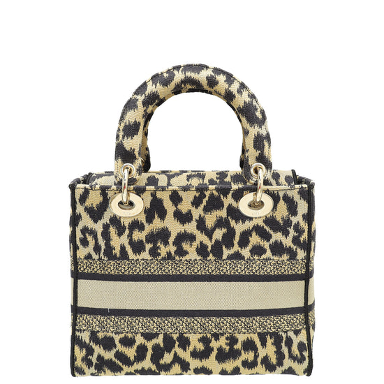 Christian Dior Mizza Book Tote Large Bag Canvas Beige Leopard pattern  50-MA-1201