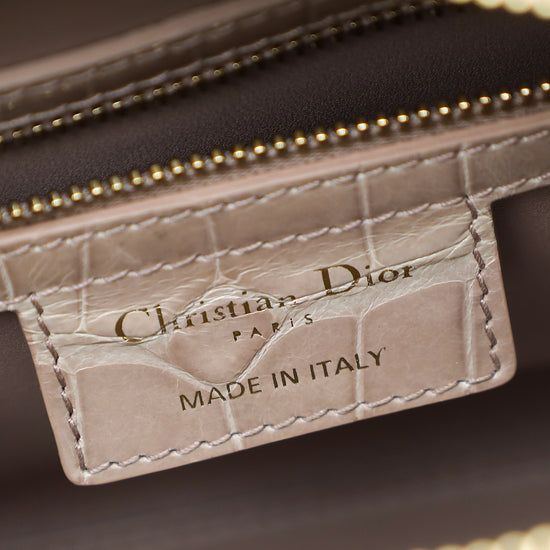 Christian Dior Beige Alligator Lady Dior Medium Bag