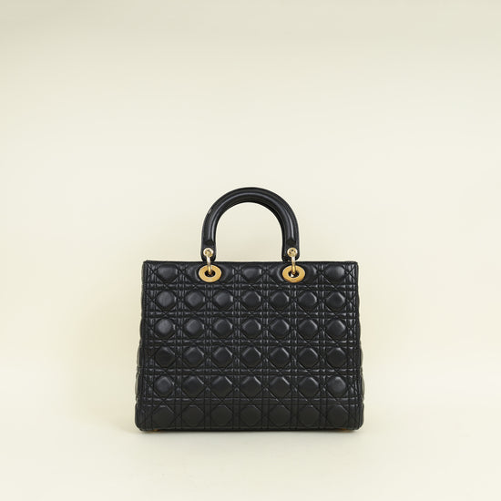 Christian Dior Black Lady Dior Large Bag