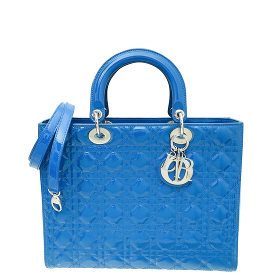 Christian Dior Royal Blue Lady Dior Large Bag